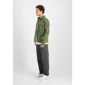 Pánská košile Alpha Industries Košile Color Block Overshirt Zelená Regular Fit 3XL