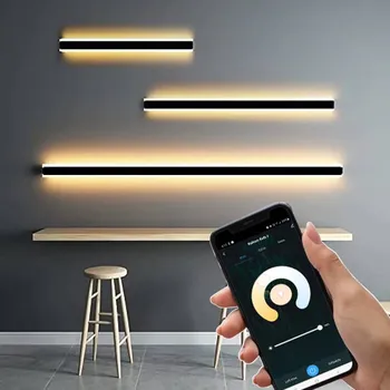 Nástěnné svítidlo LEDSVITI SMART-OTHWQD-5-150/8cm/wide/CCT SMART Černé LED moderní nástěnné svítidlo strip 45W P 150cm/8cm IP20 CCT