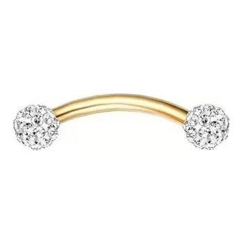 Piercing Zlatý zahnutý piercing z nerezové oceli 8 x 1,2 mm Se stříbrnými kuličkami Dekorativní banánkový šperk