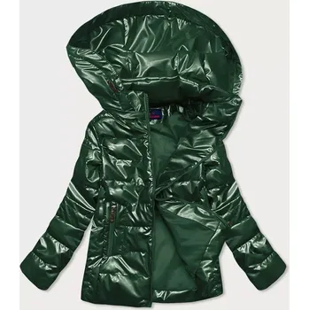 Lesklá zelená prošívaná dámská bunda (2021-04BIG) odstíny zelené 48
