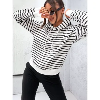 Černý bavlněný dámský teplákový komplet s pruhovanou mikinou (82173) odstíny černé S (36)