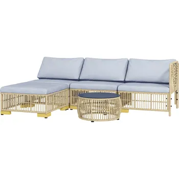 Zahradní sestava Zahradní nábytek z ratanu, 5 kusů | světle šedý