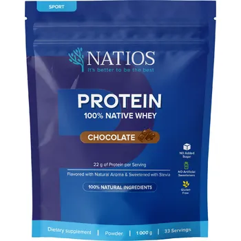Protein NATIOS Native Whey Protein, Čokoláda, 1000 g