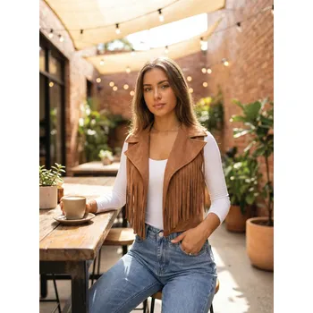 Dámská vesta Dámská semišová vesta s třásněmi, VELIKOST UNI ( S, M , L )