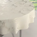 Sametový kulatý ubrus Isabela IBL-017 Zlatý/kouřový mramor na smetanovém Ø 130 cm