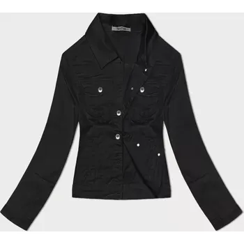 Dámská bunda Černá dámská džínová plus size bunda na knoflíky (W028-B) odstíny černé 50