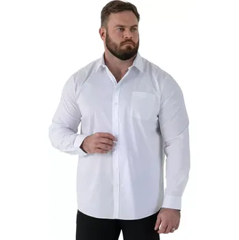 Pánská košile Pánská velká košile s dlouhým rukávem hladká nežehlivá (NON IRON) Duke D555 Oliver bílá (4XL)
