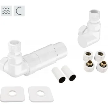 Hlavice pro radiátor Hopa PRIME-SADA, universální rohový ventil s mosaznou rozetou, Bílá