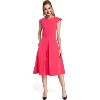 Dámské šaty M296 Šaty s obrácenými záhyby - růžové EU S