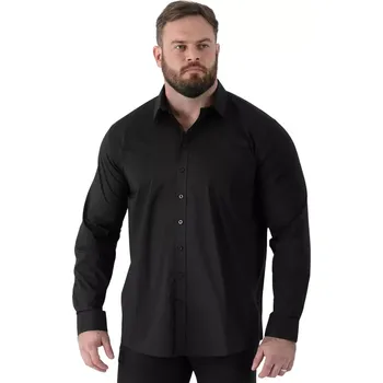Pánská košile Pánská velká košile s dlouhým rukávem hladká odolná proti skvrnám (NON IRON) Duke D555 Oliver černá (2XL)