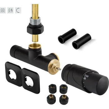 Hlavice pro radiátor Hopa ONE-SADA, universální jednobodový ventil s plastovou rozetou, Černá