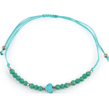 Náramek Náramek shamballa srdce a broušené korálky s AB efektem, malé, 7 zelený tyrkys