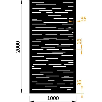 Plech designový plech, laserem vypálený vzor 8311 - ocelový děrovaný plech, designová kovová výplň, rozměr 1000 x 2000 x 2 mm, výška výpalku 15,5 mm
