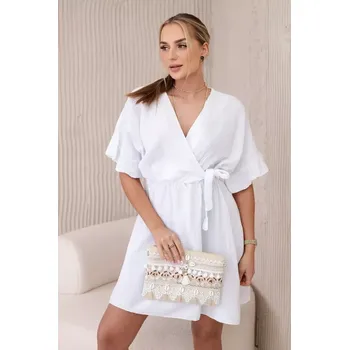 Dámské šaty Mušelínové šaty s pasem bílý UNI