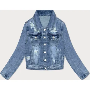 Světle modrá dámská džínová bunda s protrženími (GD9215-K) odstíny modré S (36)