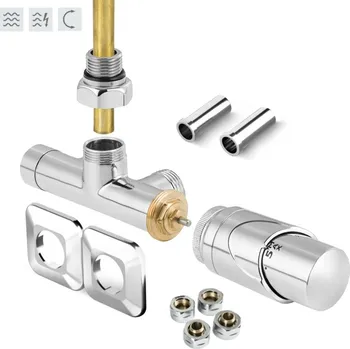 Hlavice pro radiátor Hopa ONE-SADA, universální jednobodový ventil s plastovou rozetou, Chrom