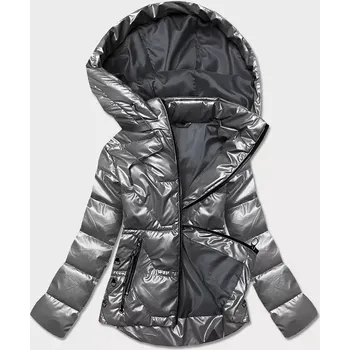 Šedá dámská metalická bunda (B8008-70) odstíny šedé 52