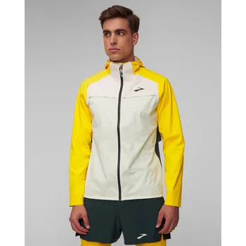 Pánská větrovka Nepromokavá Pánská Běžecká Větrovka Brooks High Point Waterproof Jacket 211448320-glacier-green-ecru-lemon