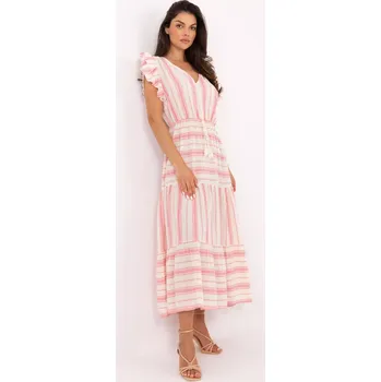 Dámské šaty TW SK BI 28760.97 bílo-růžové šaty jedna velikost