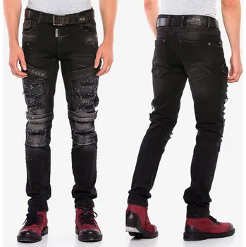 Pánské kalhoty CIPO & BAXX kalhoty pánské CD555 L:32 black slim fit černá 42