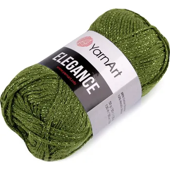 Příze Pletací příze Elegance lurex 50 g, střední, 10 (113) zelená khaki zlatá