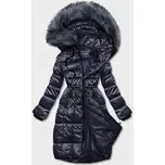 Tmavě modrá dámská metalická zimní bunda (B8073-3) odstíny modré M (38)