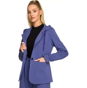 Dámské sako M691 Blejzr s kapucí a jedním knoflíkem - indigo EU XXL