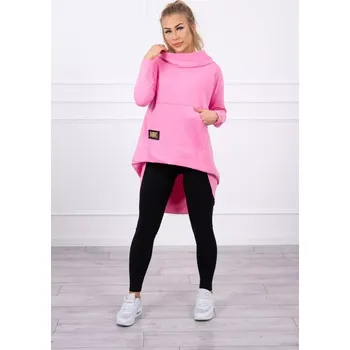 Dámská mikina Mikina s kapucí s dlouhými zády růžová UNI