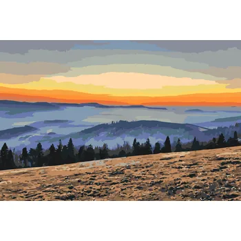 Malování podle čísel - Beskydy Velikost: 40x60cm, Rámování: Pouze srolované plátno