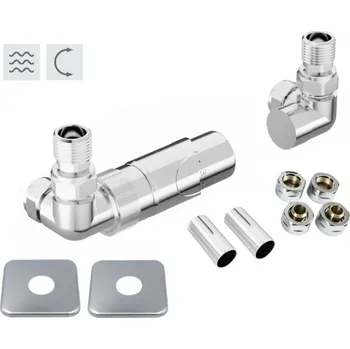 Hlavice pro radiátor Hopa PRIME-SADA, universální rohový ventil s mosaznou rozetou, Chrom