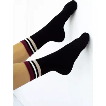 Pánské ponožky PRUHOVANÉ DÁMSKÉ PONOŽKY S PROUŽKY 1313.001 ČERNÁ 2 37-41