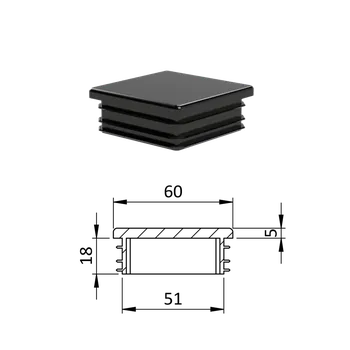 Příslušenství pro plot Krytka plastová 60 x 60 mm, černá