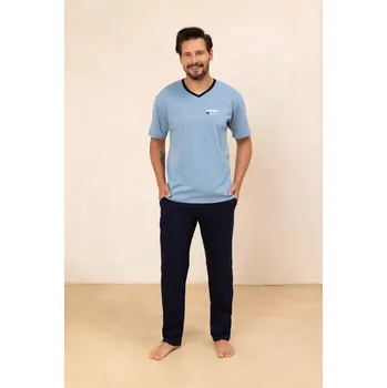 Pánská móda PÁNSKÉ PYŽAMO 498 BIG J/25 Modrá 2XL