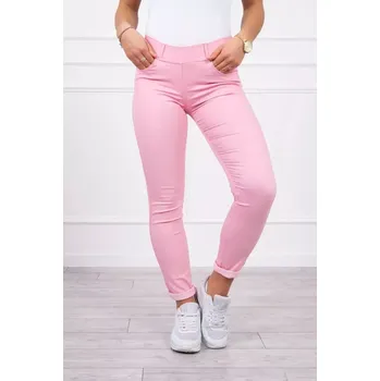 Dámské kalhoty Kalhoty z džínoviny světle růžové barvy 2XL