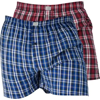 Boxerky Pánské velké volné boxerky ve čtverce 2ks Duke D555 Plaid červené a tmavě modré (5XL)
