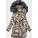Béžová dámská metalická zimní bunda (B8072-12) odstíny béžové L (40)