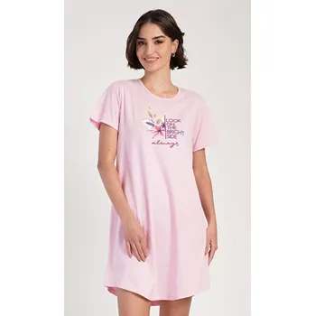Dámská noční košile Dámská noční košile s krátkým rukávem Elizabeth světle lososová L