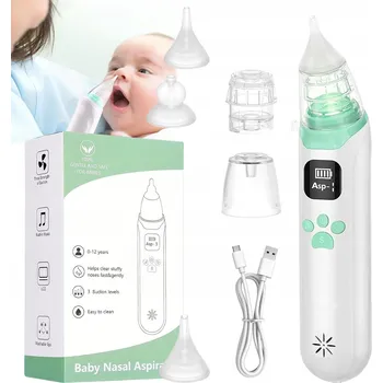 Kojenecká hygiena Elektrická odsávačka nosu pro DĚTI i DOSPĚLÉ, tichá, výkonná, USB