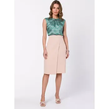 Dámská sukně S343 Sukně áčkového střihu se zavinovacími detaily - béžová EU M