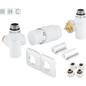 Hlavice pro radiátor Hopa INTEGRATO-SADA, universální rohový ventil s plastovou rozetou, Bílá