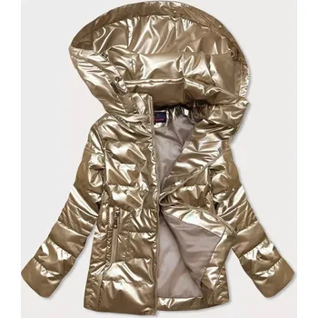 Lesklá zlatá prošívaná dámská bunda (2021-04BIG) odstíny žluté 48