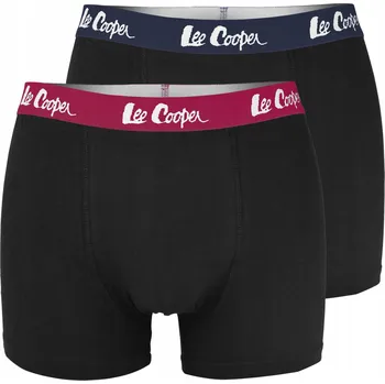 Pánské spodní prádlo Lee Cooper Pánské bavlněné boxerky 2 kusy 9646 Černé Logo Velikost XXL