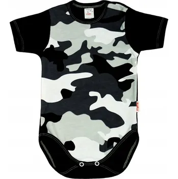 Kojenecký body Body s KRÁTKÝM rukávem 100% Bavlna MASKÁČOVÝ ČERNÉ vel. 86 KLEKLE