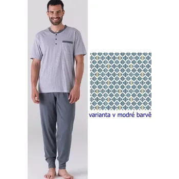 Pánské pyžamo Pánské pyžamo KARELPIU KC6185 Modrá 5XL