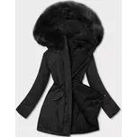 Černá teplá oboustranná dámská zimní bunda (w610big) odstíny černé 48