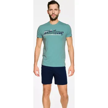 Pánské pyžamo Pyžamo Noward 39732-06X Zelená a tmavě modrá - Henderson XXL