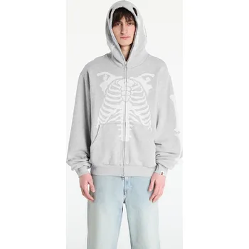 Pánská mikina Mikina A BATHING APE Skeleton Shark Heavy Washed Cropped Fit Full Zip Hoodie M Gray L