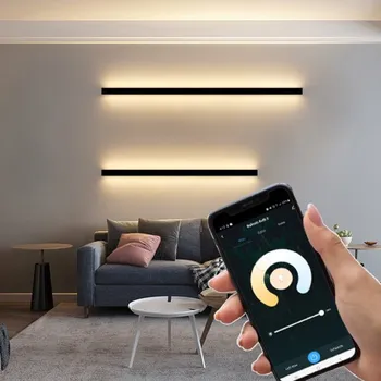 Nástěnné svítidlo LEDSVITI SMART-OTHWQD-5-150/8cm/wide/CCT SMART Černé LED moderní nástěnné svítidlo strip 45W Z 150cm/8cm IP20 CCT