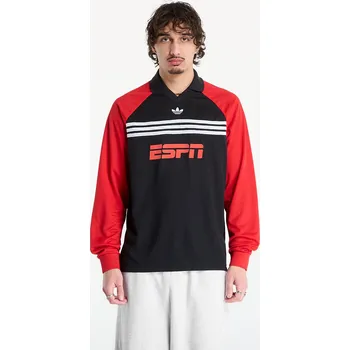Pánské tričko Tričko adidas Chest Str Ls T Black/ Better Scarlet XL