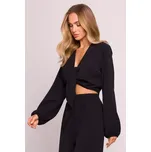 M861 Krátký top s vázáním vpředu - černý EU M